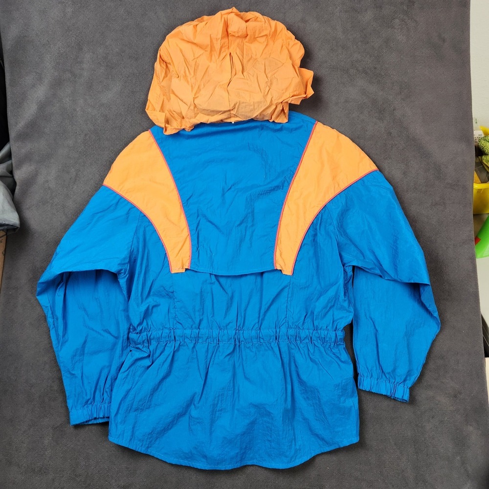 Vintage Reebok Windbreaker Jacket Full Zip Blue Orange L Womens Lightweight - Picture 3 of 10
